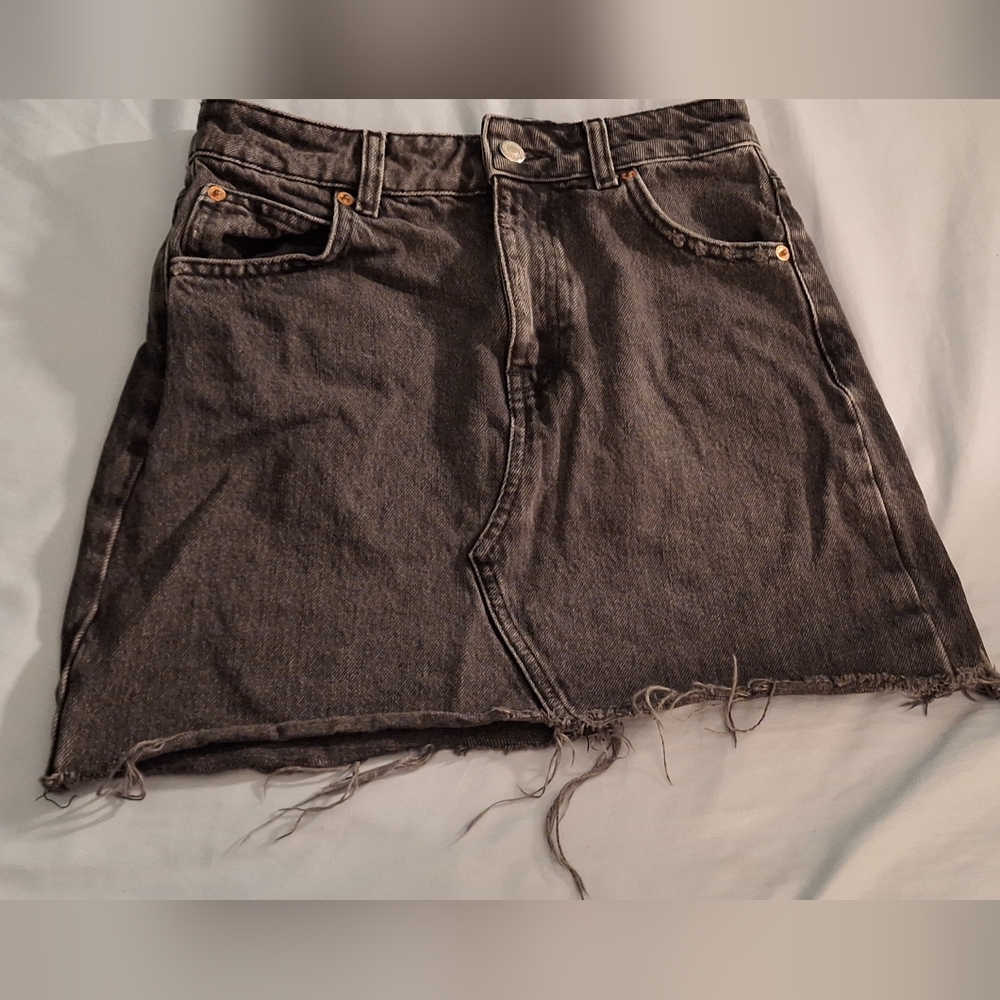 Topshop Charcoal Denim Skirt